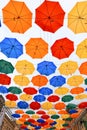 Petersburg, Russia - June 30, 2017: alley of colored umbrellas. Royalty Free Stock Photo