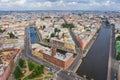 Petersburg Russia. Panorama city top view. Historical Center. The intersection of Fontanka and Sadovaya, the house is an iron.