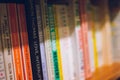 02/12/2020 Petersfield, Hampshire, UK A selction of paperback books on a shelf with the focus on one book Royalty Free Stock Photo