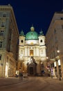 The Peterskirche ( St. Peters Church ) at night