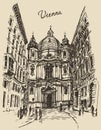 Peterskirche in Vienna Austria hand drawn sketch Royalty Free Stock Photo