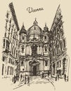 Peterskirche in Vienna Austria hand drawn sketch