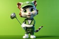 Petfluencers - The Purr-fect Golfer: A Cat\'s Ascent to Championship Glory on Green Background