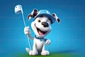 Petfluencers - The Top Dog of Golf: One Pooch\'s Path to Championship Glory on Blue Background