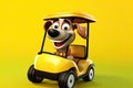 Petfluencers - The Top Dog of Golf: One Pooch\'s Path to Championship Glory on Yellow Background