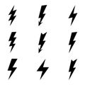 Lightning set. Lightning or Thunderbolt Collection Royalty Free Stock Photo