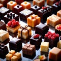 Petit Fours , traditional popular sweet dessert cake