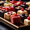 Petit Fours , traditional popular sweet dessert cake