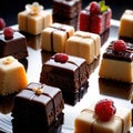 Petit Fours , traditional popular sweet dessert cake