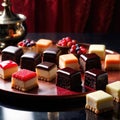 Petit Fours , traditional popular sweet dessert cake