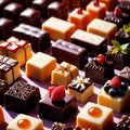 Petit Fours , traditional popular sweet dessert cake