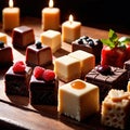 Petit Fours , traditional popular sweet dessert cake