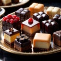 Petit Fours , traditional popular sweet dessert cake