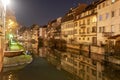 Petit France medieval district of Strasbourg at night, Alsace Royalty Free Stock Photo