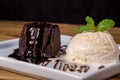 Petit gateau dessert - Traditional Sweet - Chocolate cake with ice cream