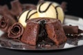 Petit Gateau with Ice Cream. Chocolate cake Royalty Free Stock Photo