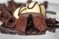 Petit Gateau with Ice Cream. Chocolate cake. selective focus Royalty Free Stock Photo