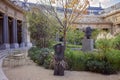 Petit Palais courtyard with sculptures, Parisian oasis of art and greenery. Travel and trip concept