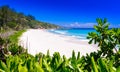 Petite anse beach on the island of la digue in the seychelles.