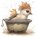 Petite Avian Taking a Refreshing Bath, AI Generated