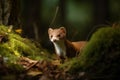 Petite cute weasel in natural habitat. Generate ai