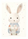 Petite Princess: A Minimalist Card Featuring a White Rabbit in a