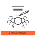 Petition icon. Signed document with group of people simple vector illustration