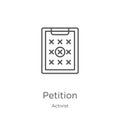 petition icon vector from activist collection. Thin line petition outline icon vector illustration. Outline, thin line petition