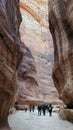 Jordan, Petra - January 4, 2019. Siq gorge leads to the ancient capital of the Nabateans