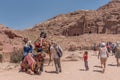 Petra, Jordan - 23.04.2018: Bedouin camel in Petra Jordan. Tourist attraction. Travel photography