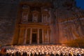 Petra, Jordan, December 24th 2015, The Treasury, Petra by night.