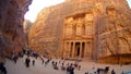 Tourists view the Al-Khazneh ancient city of Petra in Jordan