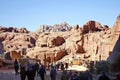 Tourists view the canyon ancient city of Petra in Jordan Royalty Free Stock Photo