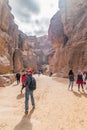 View of al-Siq in Petra, Jordan. Petra is one of the New Seven Wonders of the World