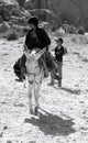 Children searches for tourists for donkey ride Royalty Free Stock Photo