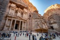 Petra, Jordan - Tourists crowds at the Al-Khazneh The Treasury temple Royalty Free Stock Photo