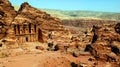 Petra, Jordan 19 04 2014: View from above of Ad Deir Monastery stone wonder in Petra