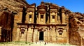 Petra, Jordan 19 04 2014: View of Ad Deir Monastery stone wonder in Petra