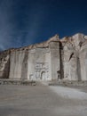 Petra lookalike sillar rhyolite white volcanic rock stone carving in Anashuayco quarry near Arequipa Peru South America Royalty Free Stock Photo