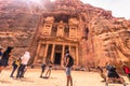 Petra - October 01, 2018: Treasury of the ancient city of Petra, Wonder of the World, Jordan