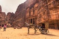 Petra - October 01, 2018: Treasury of the ancient city of Petra, Wonder of the World, Jordan