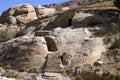 Fragment of a rock with a stone staircase in Jordan