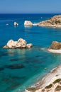 Petra tou Romiou or Aphrodite Rock Beach, one of the main attractions and landmarks of Cyprus island