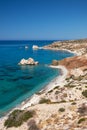 Petra tou Romiou or Aphrodite Rock Beach, one of the main attractions and landmarks of Cyprus island