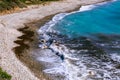 Petra tou Romiou coastline, also known as Aphrodite`s Rock, Pafos area, Cyprus Royalty Free Stock Photo