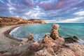 Petra tou Romiou. Winter evening. Paphos. Cyprus. Royalty Free Stock Photo