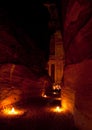 Petra Treasury with candles Royalty Free Stock Photo