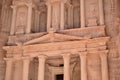 Petra Treasury Center Detail in Warm Light Royalty Free Stock Photo