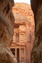 Petra - the Treasury viewed from the siq Royalty Free Stock Photo