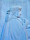 Petrarca italian poet statue bas relief in Portofino Royalty Free Stock Photo